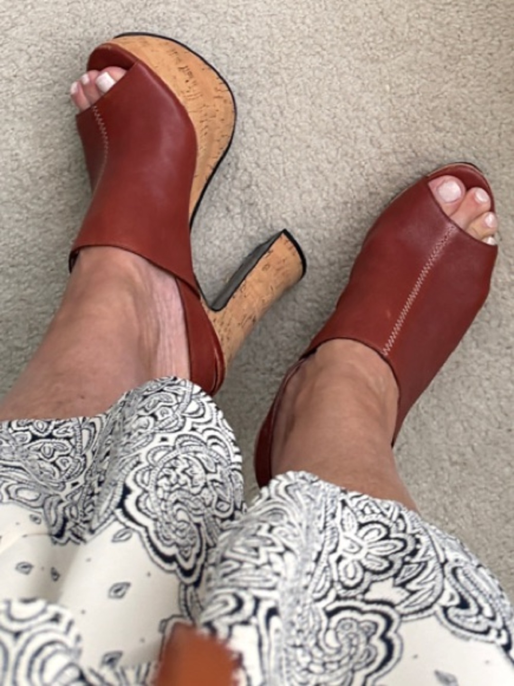 Womens Leather Slingback Sandals in Rust